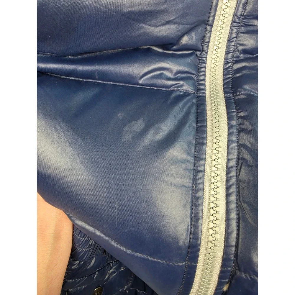 The North Face Puffer Jacket Girls‎ L 14/16 Blue Belted Goose Down 550 Hooded